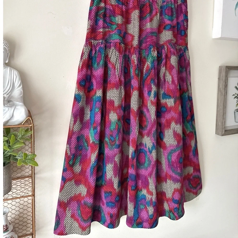 Vintage 90s Judith Michaels Vibrant Colorful A-Line Pleated Skirt Size Medium - Picture 5 of 12